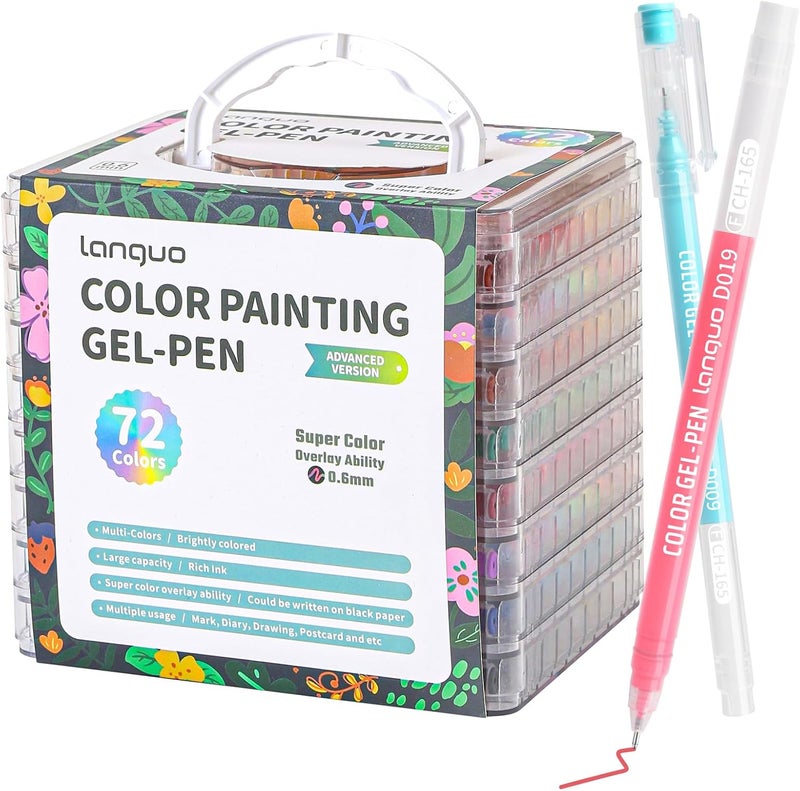 Joyask Gel Pens For Coloring, 72 Pack Colored Pens for Black Paper & White Paper, 0.6MM Fine Point Pens for Coloring, Writing, Drawing, Journaling, Note Taking, Office, Home - Image 1